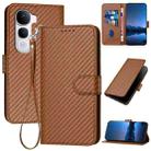 For vivo Y400 Pro 5G YX0070 Carbon Fiber Buckle Leather Phone Case with Lanyard(Coffee) - 1