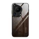 For Huawei Pura 70 Ultra Wood Grain Glass Phone Case(Black) - 1