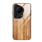 For Huawei Pura 70 Ultra Wood Grain Glass Phone Case(Yellow) - 1