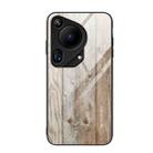 For Huawei Pura 70 Ultra Wood Grain Glass Phone Case(Grey) - 1