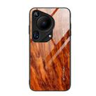 For Huawei Pura 70 Ultra Wood Grain Glass Phone Case(Light Brown) - 1