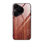 For Huawei Pura 70 Pro Wood Grain Glass Phone Case(Coffee) - 1