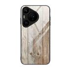 For Huawei Pura 70 Wood Grain Glass Phone Case(Grey) - 1
