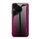 For Huawei Pura 70 Pro Texture Gradient Glass TPU Phone Case(Rose Red) - 1