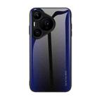 For Huawei Pura 70 Texture Gradient Glass TPU Phone Case(Dark Blue) - 1