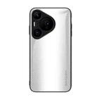For Huawei Pura 70 Texture Gradient Glass TPU Phone Case(White) - 1