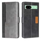 For Google Pixel 8a Contrast Color Side Buckle Leather Phone Case(Black + Grey) - 1