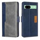 For Google Pixel 8a Contrast Color Side Buckle Leather Phone Case(Blue + Grey) - 1