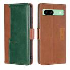 For Google Pixel 8a Contrast Color Side Buckle Leather Phone Case(Light Brown + Green) - 1