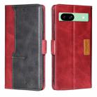 For Google Pixel 8a Contrast Color Side Buckle Leather Phone Case(Red + Black) - 1