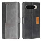 For Google Pixel 9 Contrast Color Side Buckle Leather Phone Case(Black + Grey) - 1