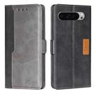 For Google Pixel 9 Pro XL Contrast Color Side Buckle Leather Phone Case(Black + Grey) - 1