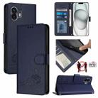 For Nothing Phone 2A Cat Rat Embossed Pattern RFID Leather Phone Case with Lanyard(Blue) - 1