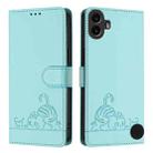 For Nothing CMF Phone 1 Cat Rat Embossed Pattern RFID Leather Phone Case with Lanyard(Mint Green) - 2