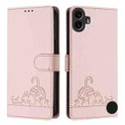 For Nothing CMF Phone 1 Cat Rat Embossed Pattern RFID Leather Phone Case with Lanyard(Pink) - 2