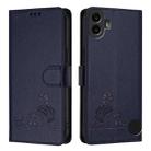 For Nothing CMF Phone 1 Cat Rat Embossed Pattern RFID Leather Phone Case with Lanyard(Blue) - 2