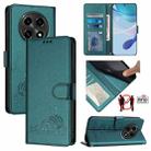 For OPPO A2 Pro 5G / A3 Pro 5G Cat Rat Embossed Pattern RFID Leather Phone Case with Lanyard(Peacock Green) - 1