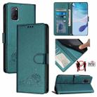 For OPPO A72 / A52 / A92 4G Cat Rat Embossed Pattern RFID Leather Phone Case with Lanyard(Peacock Green) - 1