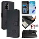 For OPPO A95 4G Global / Reno6 Lite Cat Rat Embossed Pattern RFID Leather Phone Case with Lanyard(Black) - 1