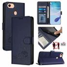 For OPPO F17 / A73 2020 4G Global Cat Rat Embossed Pattern RFID Leather Phone Case with Lanyard(Blue) - 1