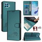 For OPPO F17 Pro / A93 2020 4G Global Cat Rat Embossed Pattern RFID Leather Phone Case with Lanyard(Peacock Green) - 1