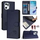 For OPPO Find X5 Cat Rat Embossed Pattern RFID Leather Phone Case with Lanyard(Blue) - 1