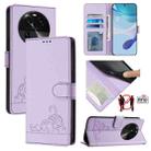 For OPPO Find X6 Cat Rat Embossed Pattern RFID Leather Phone Case with Lanyard(Purple) - 1