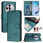 For OPPO Find X7 Cat Rat Embossed Pattern RFID Leather Phone Case with Lanyard(Peacock Green) - 1