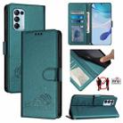 For OPPO Reno5 4G / Reno5 5G Cat Rat Embossed Pattern RFID Leather Phone Case with Lanyard(Peacock Green) - 1