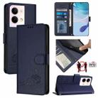 For OPPO Reno9 5G / Reno9 Pro 5G Cat Rat Embossed Pattern RFID Leather Phone Case with Lanyard(Blue) - 1