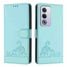 For OPPO A3 Pro 5G Global Cat Rat Embossed Pattern RFID Leather Phone Case with Lanyard(Mint Green) - 2