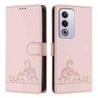 For OPPO A3 Pro 5G Global Cat Rat Embossed Pattern RFID Leather Phone Case with Lanyard(Pink) - 2