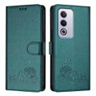 For OPPO A3 Pro 5G Global Cat Rat Embossed Pattern RFID Leather Phone Case with Lanyard(Peacock Green) - 2