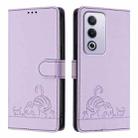 For OPPO A3 Pro 5G Global Cat Rat Embossed Pattern RFID Leather Phone Case with Lanyard(Purple) - 2