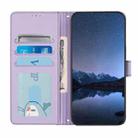 For OPPO A3 Pro 5G Global Cat Rat Embossed Pattern RFID Leather Phone Case with Lanyard(Purple) - 3