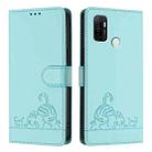 For OPPO A32 2020 4G / A53 2020 4G Cat Rat Embossed Pattern RFID Leather Phone Case with Lanyard(Mint Green) - 2