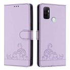 For OPPO A32 2020 4G / A53 2020 4G Cat Rat Embossed Pattern RFID Leather Phone Case with Lanyard(Purple) - 2