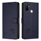 For OPPO A53s 4G / A33 2020 4G Cat Rat Embossed Pattern RFID Leather Phone Case with Lanyard(Blue) - 2