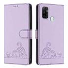 For OPPO A53s 4G / A33 2020 4G Cat Rat Embossed Pattern RFID Leather Phone Case with Lanyard(Purple) - 2