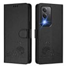 For OPPO A80 5G EU Cat Rat Embossed Pattern RFID Leather Phone Case with Lanyard(Black) - 2