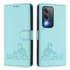 For OPPO K12x 5G Global Cat Rat Embossed Pattern RFID Leather Phone Case with Lanyard(Mint Green) - 2