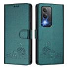 For OPPO K12x 5G Global Cat Rat Embossed Pattern RFID Leather Phone Case with Lanyard(Peacock Green) - 2