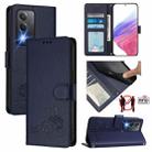 For OPPO K12x 5G Global Cat Rat Embossed Pattern RFID Leather Phone Case with Lanyard(Blue) - 1