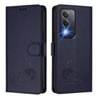 For OPPO K12x 5G Global Cat Rat Embossed Pattern RFID Leather Phone Case with Lanyard(Blue) - 2