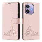 For OPPO A3x 5G Global Cat Rat Embossed Pattern RFID Leather Phone Case with Lanyard(Pink) - 2