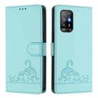 For OPPO A94 5G Global Cat Rat Embossed Pattern RFID Leather Phone Case with Lanyard(Mint Green) - 2