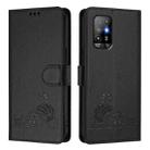 For OPPO A94 5G Global Cat Rat Embossed Pattern RFID Leather Phone Case with Lanyard(Black) - 2