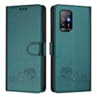 For OPPO A94 5G Global Cat Rat Embossed Pattern RFID Leather Phone Case with Lanyard(Peacock Green) - 2