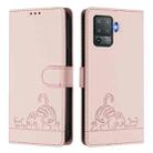 For OPPO F19 Pro / Reno5 F Cat Rat Embossed Pattern RFID Leather Phone Case with Lanyard(Pink) - 2