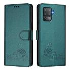 For OPPO F19 Pro / Reno5 F Cat Rat Embossed Pattern RFID Leather Phone Case with Lanyard(Peacock Green) - 2